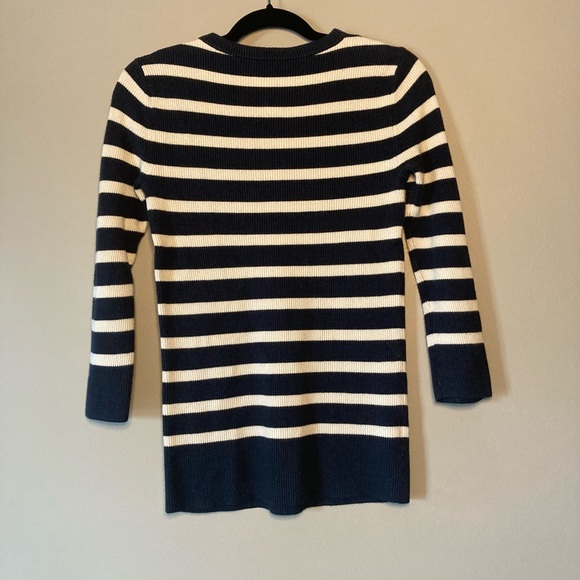 Ann Taylor Navy Blue White Nautical Stripe Sweater S. 
Good Condition - Picture 2 of 3